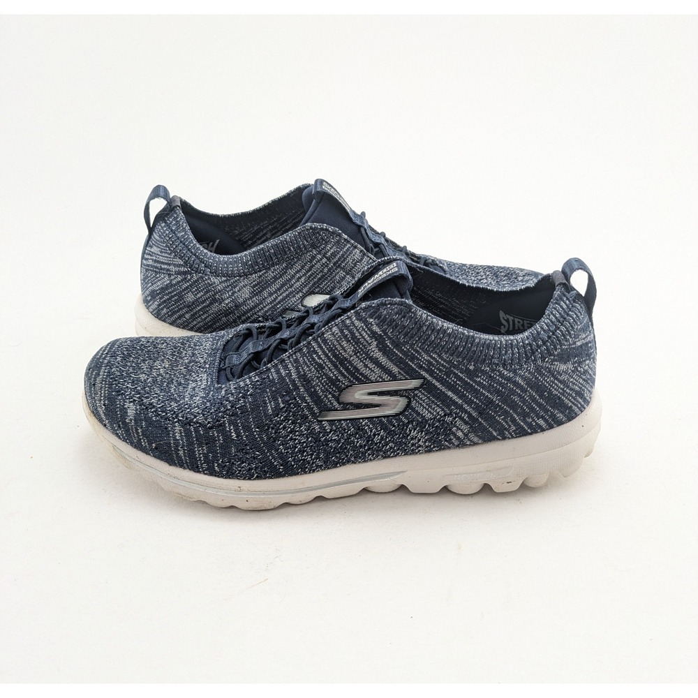 Womens Skechers Go Walk Slip On Blue Knit Comfort Walking Shoes 124992 Size 7